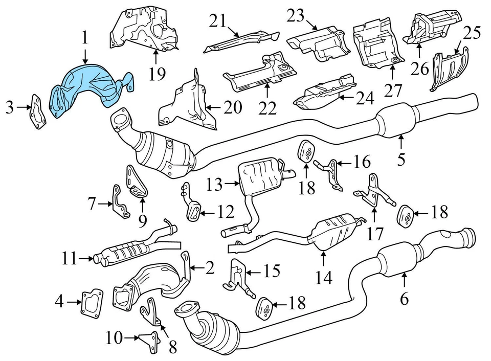 Mercedes-Benz E550 2012-2017 - colector de escape turbo derecho / tubo 2781400808 Foto 4 de 4