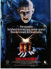 11.5 x 8 Video Advert Hellraiser Clive Barker New World USA Video Advert