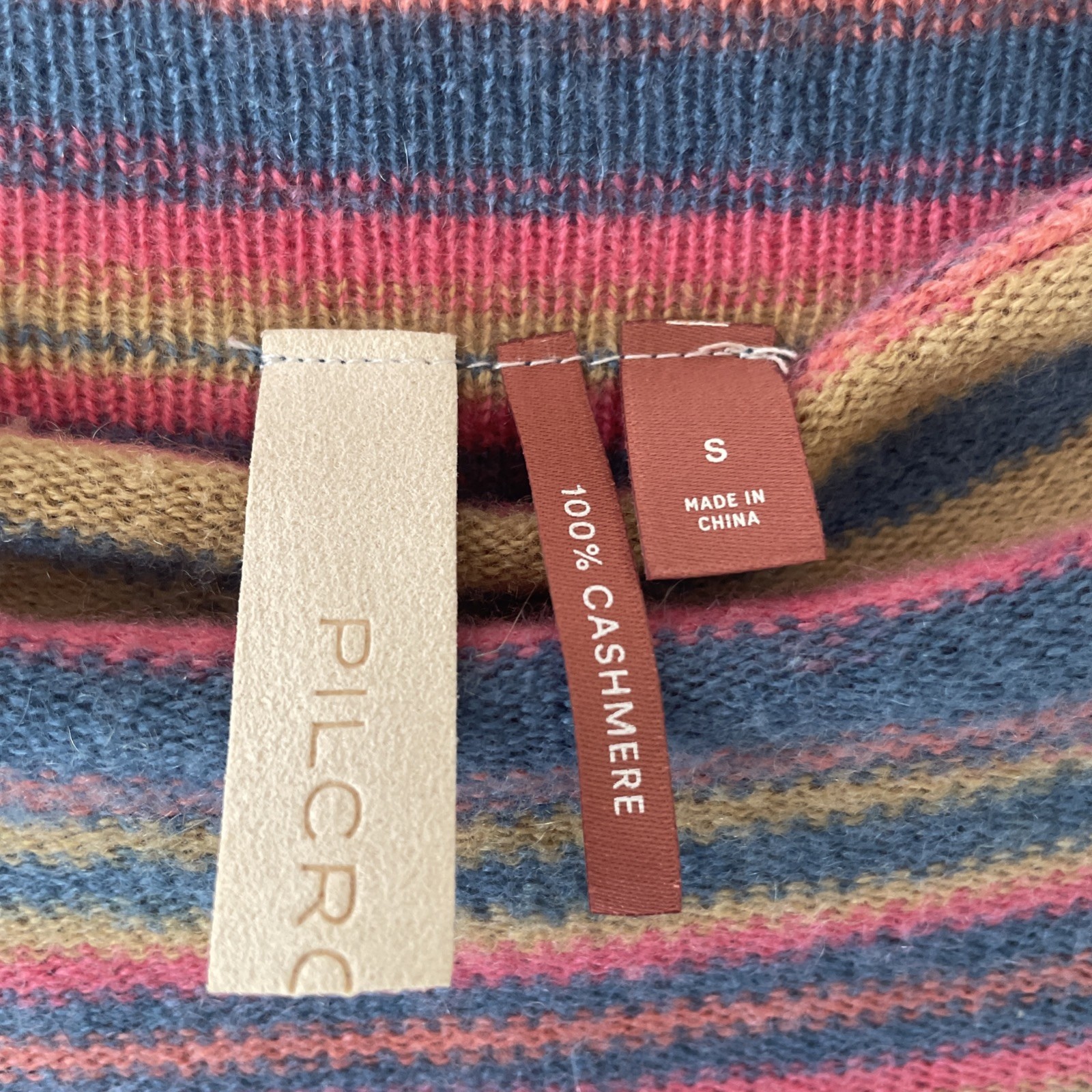Pilcro 100% Cashmere Sweater Women Small Boxy Striped LIghtweight Pastel Spring