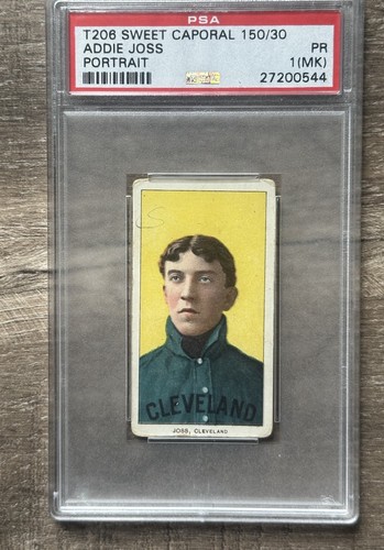 1909 T206 Addie Joss Portrait Sweet Caporal 150/30 PSA 1 Naps Hof