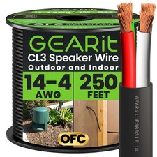 GearIT 14AWG 4-Conductor Speaker Wire CL3 Direct Burial – 250ft Black