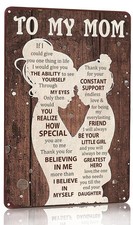To My Mom Sign - Heartfelt I Love You Valentines for Mom Gift from Daughter,