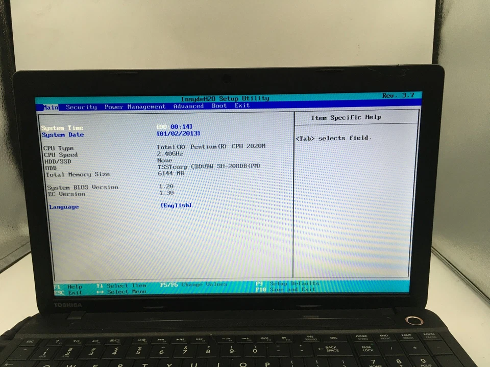 TOSHIBA SATELLITE C55 A5302 - BOOTS TO BIOS - INTEL PENTIUM 2020M - 6GB RAM - BB - Image 2 of 4