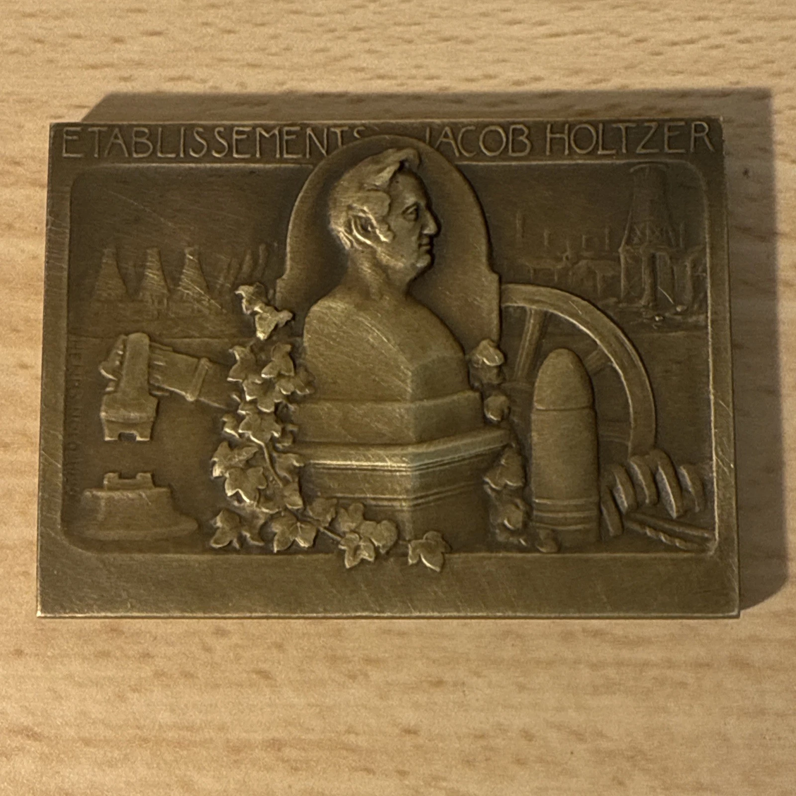 Médaille Plaque Établissement Jacob Holtzer 1829 1929