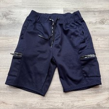 Aeropostale Boys Navy Blue Fleece Cargo Sweat Shorts Size Medium AERO NYC Zipper