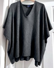 Ralph Lauren POLO Merino Wool Poncho XS/S Dark Gray V-Neck NWOT
