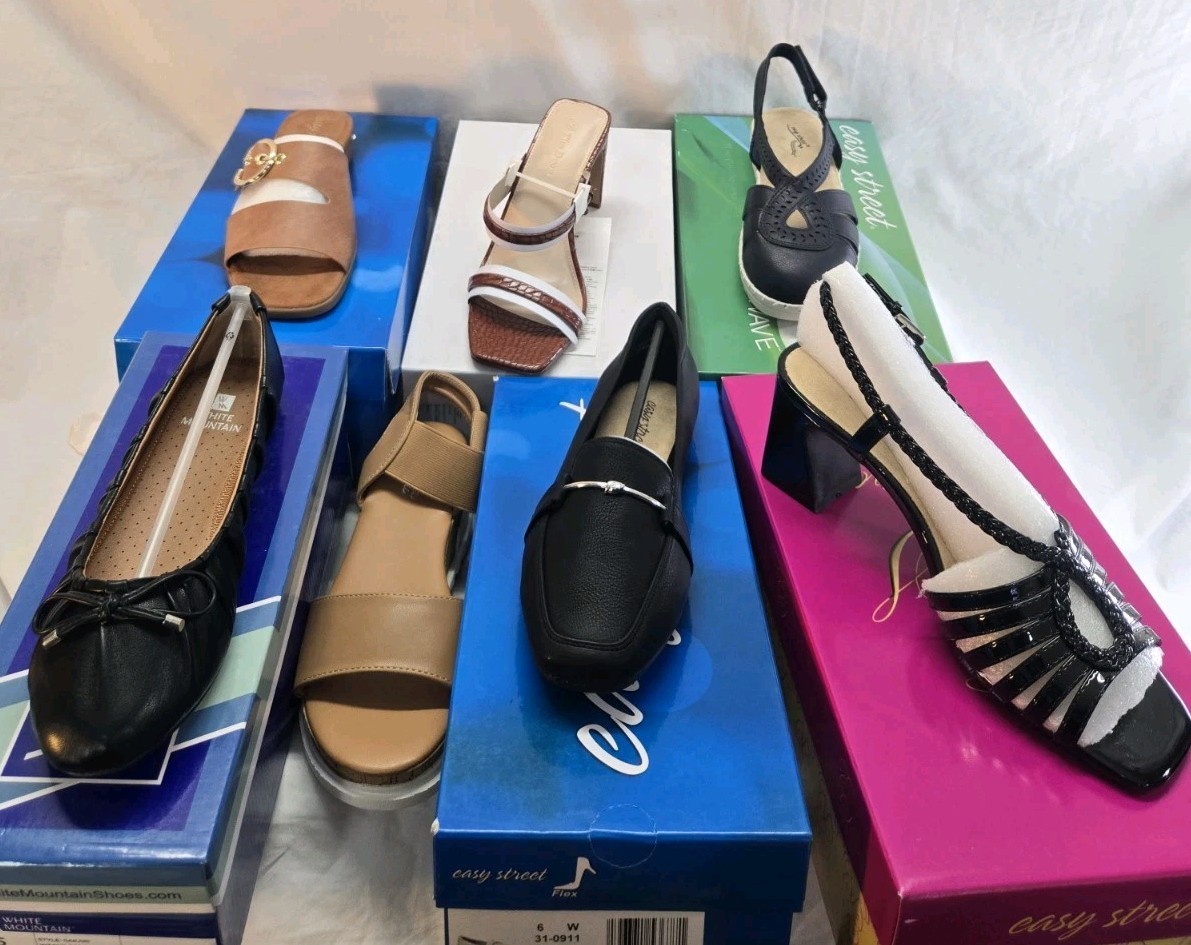 Lotto 7 sandali e ballerine donna 6 5 M W bianchi montagna Easy Street ect nuovi