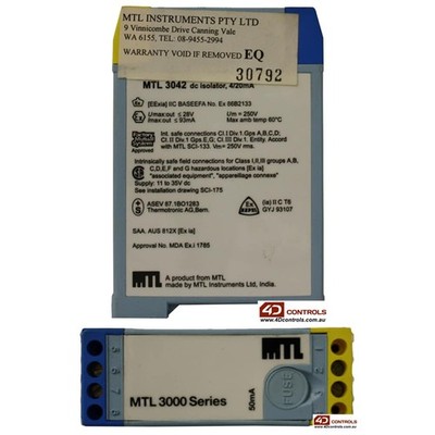MTL 3042 DC Isolator, 4/20mA. Loop-Powered for I/P Converters, Used