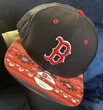 Boston Red Sox New Era 9FIFTY Snapback Hat Tribal Brim Black Red Cap OSFM