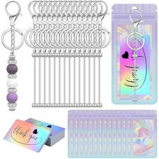42/84/126 Pcs Beadable Keychain Bars Bulk Blank DIY 14 Lobster Clasp Silver