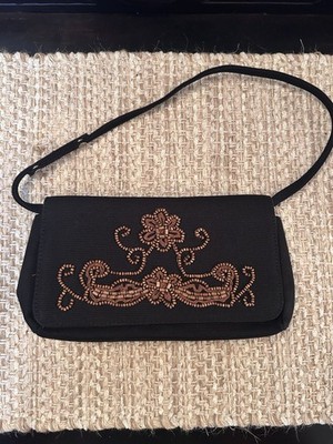 VTG Forever by Fossil Wooden Beaded Clutch Shoulder Bag Removable Strap Boho