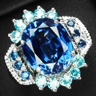 Gleaming Royal Blue Sapphire 7.05Ct 925 Sterling Silver White Gold Rings Size 7