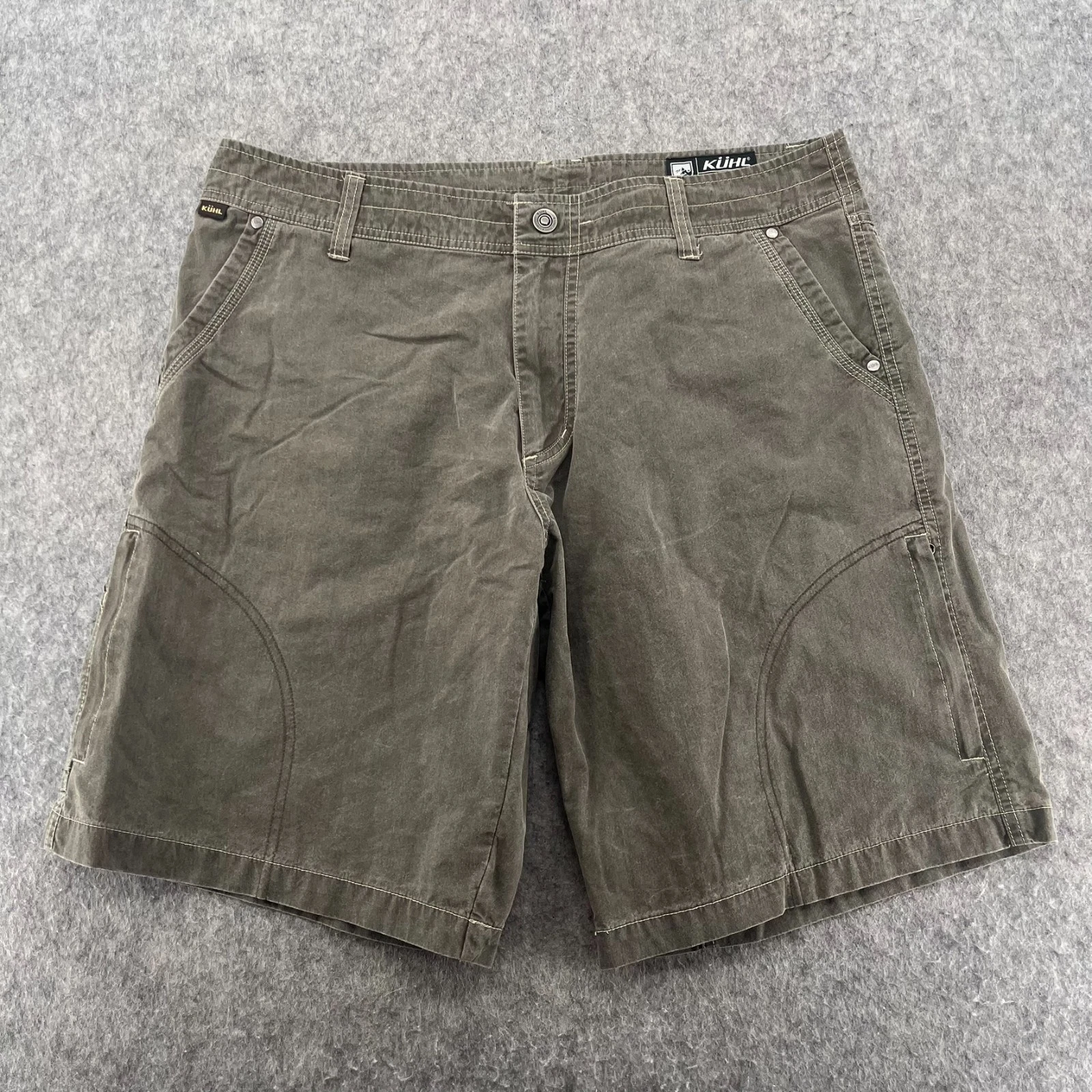 Kuhl Shorts Mens 36 Green Hiking Outdoor Nature Nylon Blnd Stretch Cargo Pockets