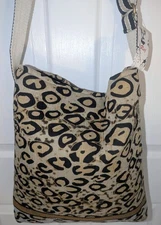 Raj Quilted Animal Print Crossbody Bag  Beige/Black/Brown Large
