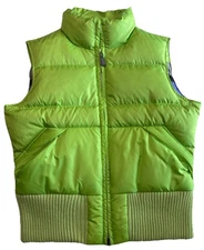 Women's Tommy Hilfiger Full Zip Up Down Puffer Vest Size Large Lime Green Jacket