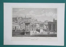 ATHENS Agora Market Square Restored View Greece - 1882 Antique Print