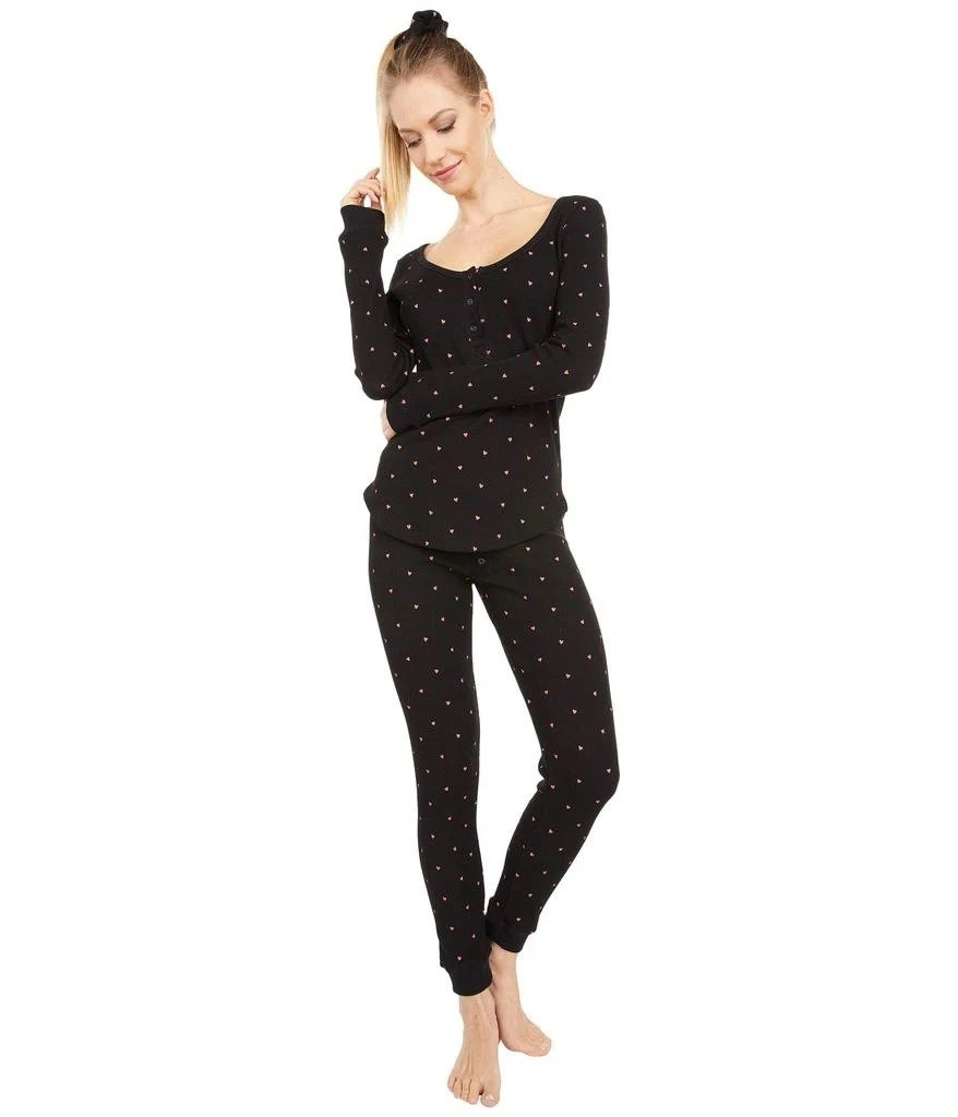 Plush Thermal Heart Pajama Set Women's Black Printed Cotton Scoop Neck Size M
Opens in a new window