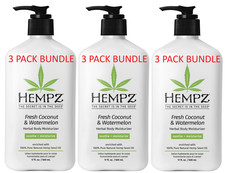 3-Pack Bundle  Hempz Herbal Moisturizer  17 fl oz  Fresh Coconut  Watermelon