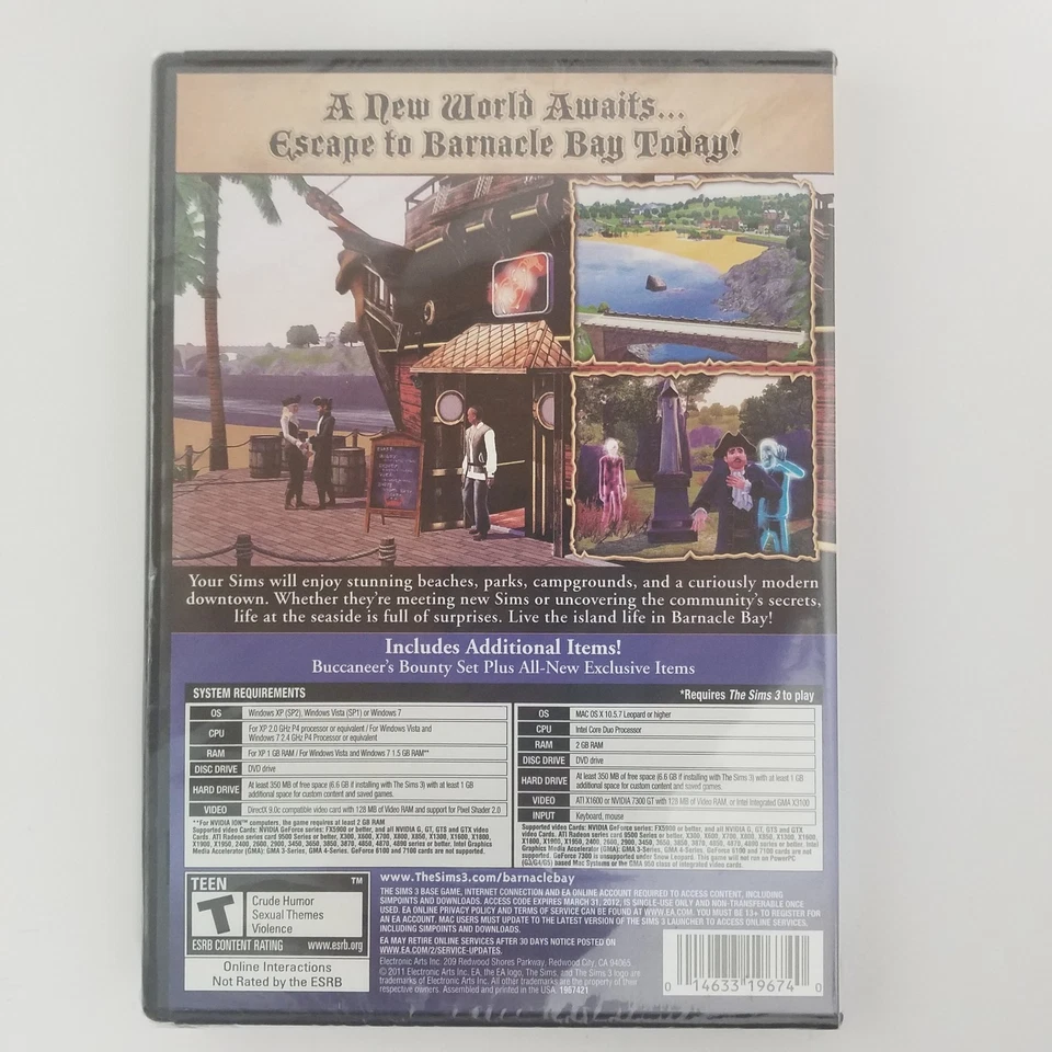 The Sims 3 Barnacle Bay PC, 2010 New Factory Sealed Digital Win PC Mac EA Sports - Image 4 of 4