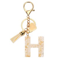 FüR Alphabet SchlüSselanhäNger Mit Quaste Herz Buchstabe H, Beige