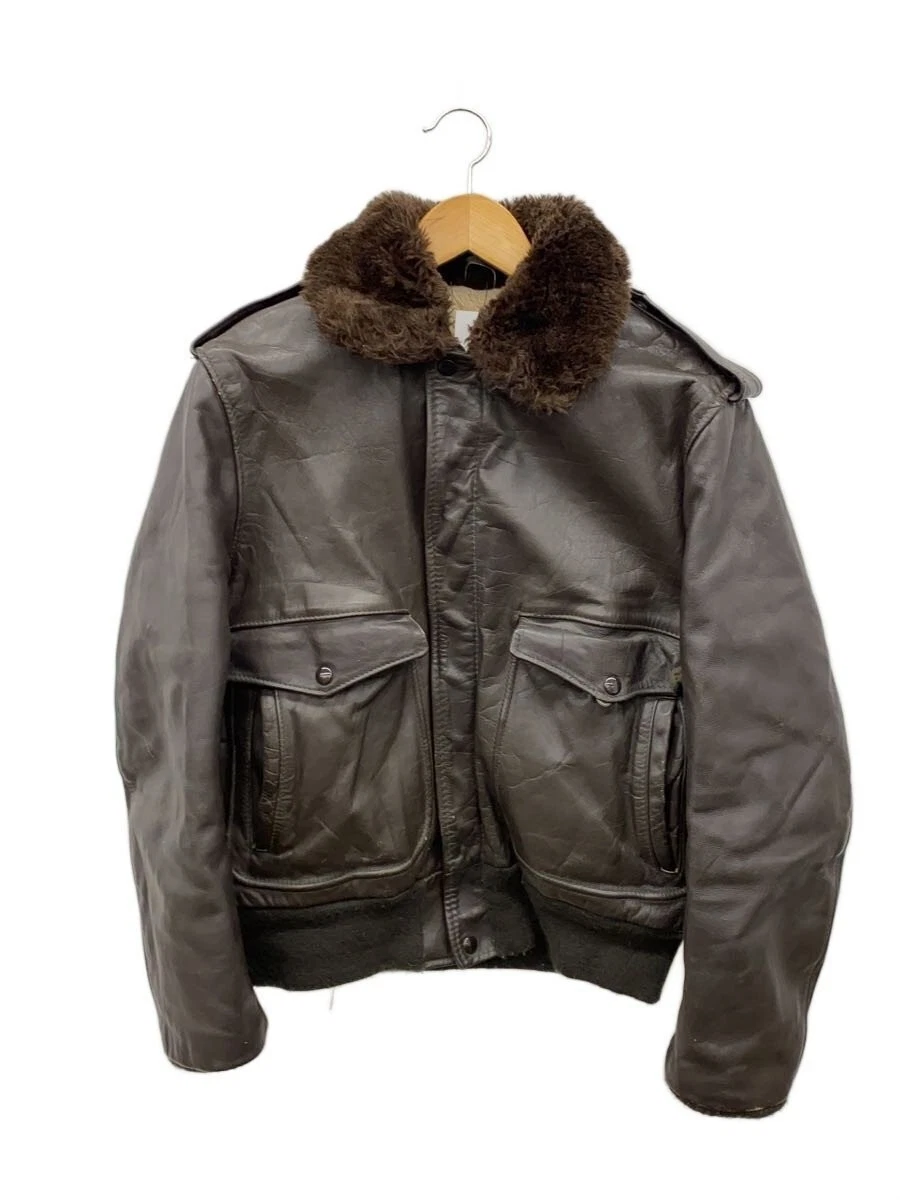 Chaqueta de vuelo Schott 40 cuero marrón liso