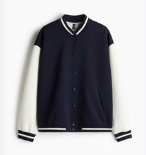 H&M ladies baseball jacket navy & cream size Medium -new (hb/A)