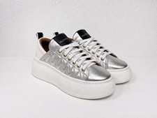 Valentino Garavani Platform Sneakers Silver Leather Size 8.5 US Excellent