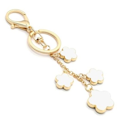 HOSBY Keychains for Womens, Bag Charm Flowers Car Key Chain Key Ring White