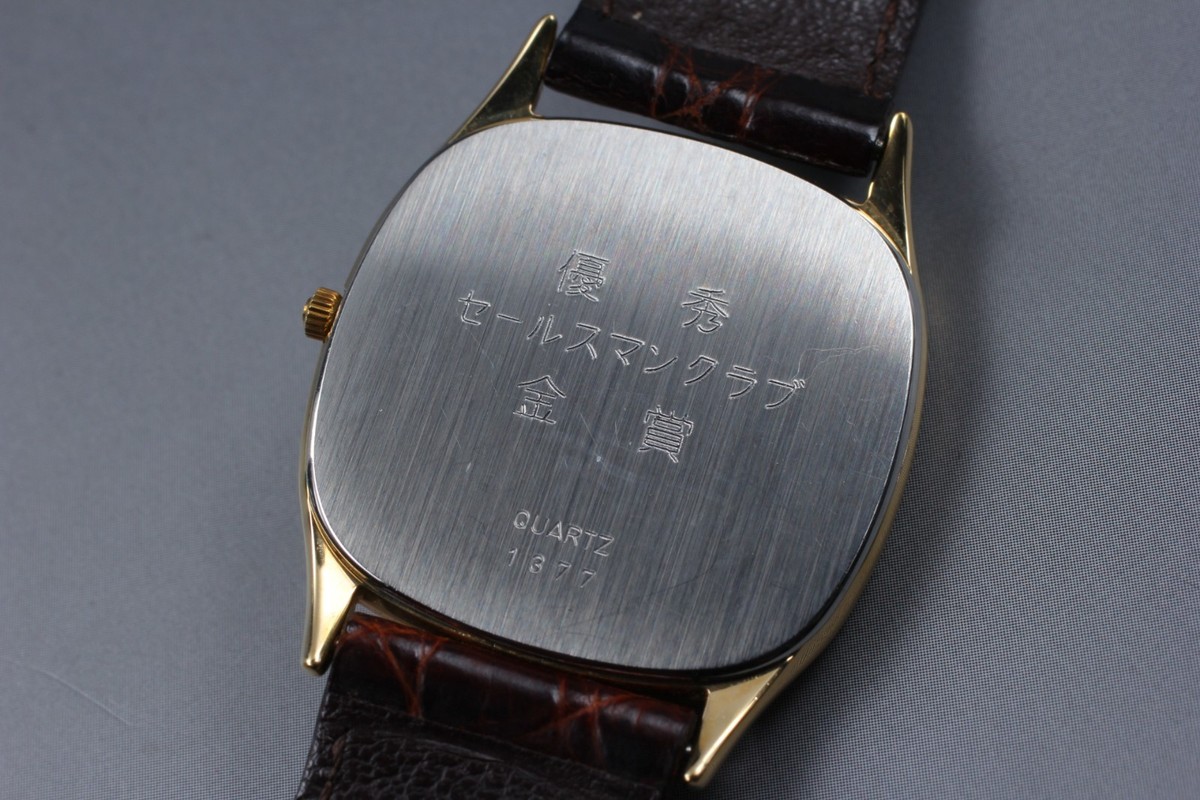 Exc+5] Vintage OMEGA De Ville Square Quartz Cal.1377 Roman Gold 