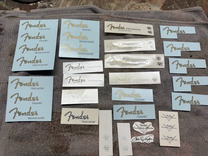 Large Lot Of Waterslide Headstock Decals-Strat, Tele, Broadcaster, Esquire