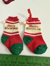 Vtg. 2 Mini Merry Christmas deco Stockings