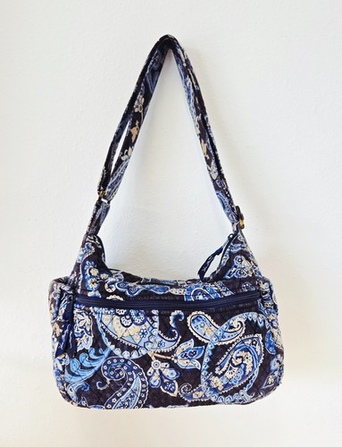 Vera Bradley Crossbody Quilted Cotton Purse Bag in Blue Paisley Print