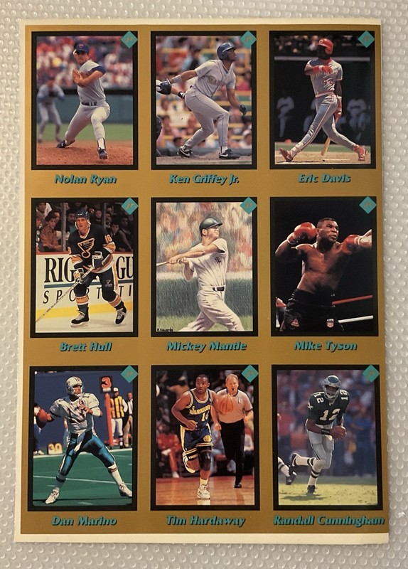 1991 Tuff Stuff Jr. Uncut Sheet Ryan Griffey Jr. Mantle Tyson Marino Hull  Cards