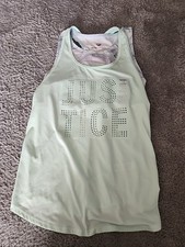 Justice Active Girls 2Fer Mint Green Mesh Tank Top  Sport Bra Set Size 14-16