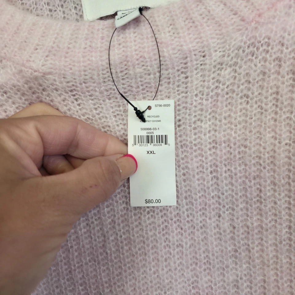 Suéter feminino Banana Republic 2XL lã rosa alpaca malha aberta aconchegante tamanho grande - Imagem 4 de 4