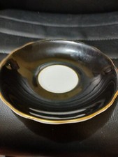Vintage Best Bone Wellington China - England Saucer Black White Gold Trim