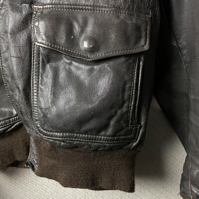 Vintage Eddie Bauer Flight Jacket A2 Leather GoatSkin Beaver Brown