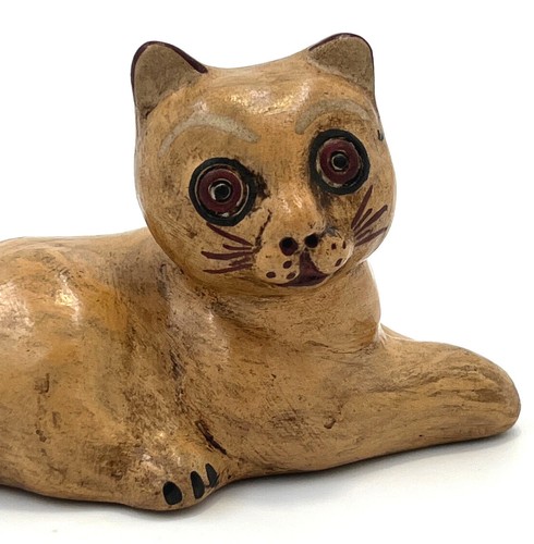 Kunstvolle handgemachte kleine Katze aus Keramik Fairtrade - Picture 2 of 4