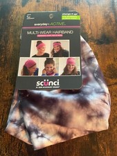 Scunci Everyday  Active Multi-Wear Hairband- grey black white tie dye NEW