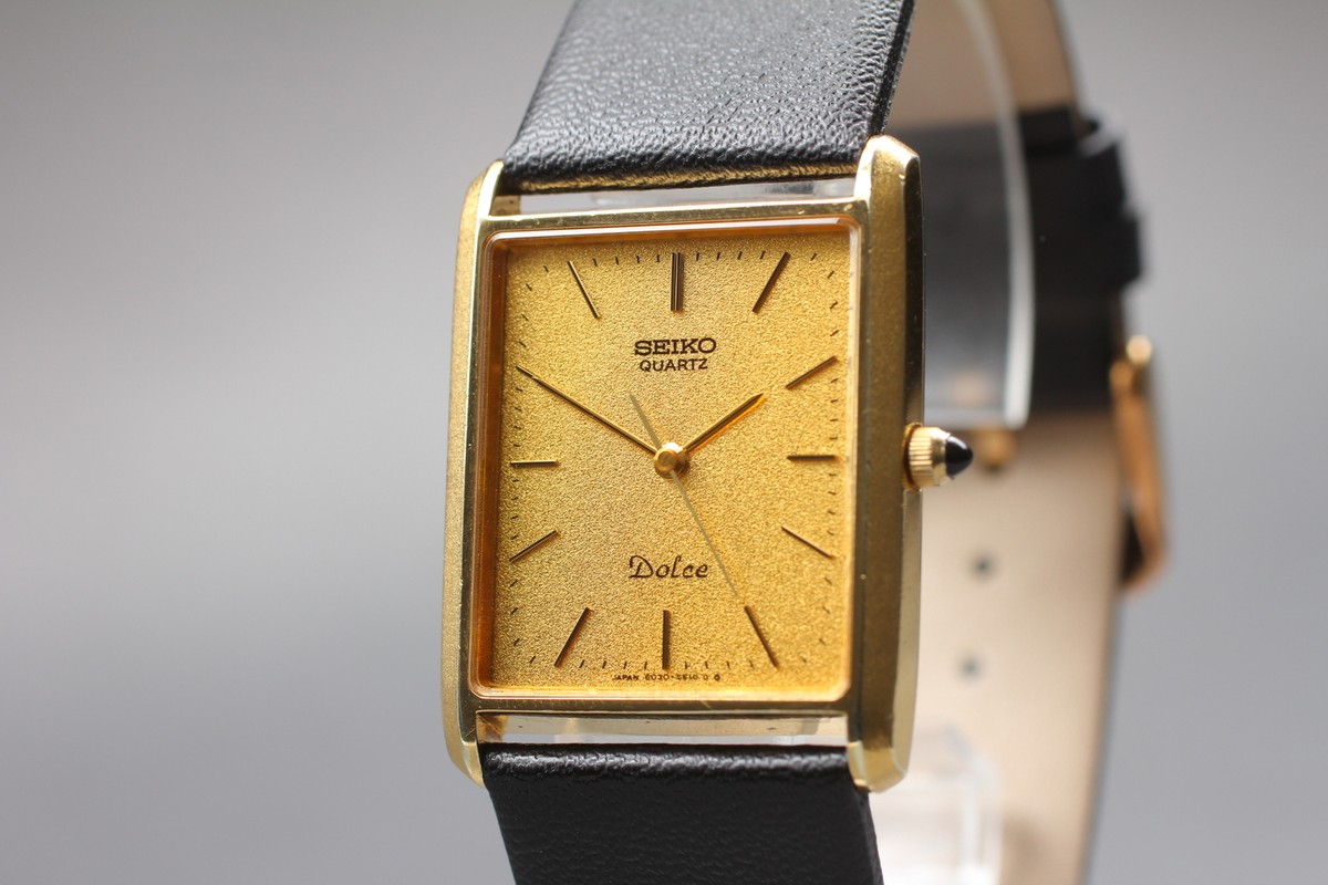 Vintage 1983 [N MINT] SEIKO Dolce 6030-5510 Gold Dial Qz