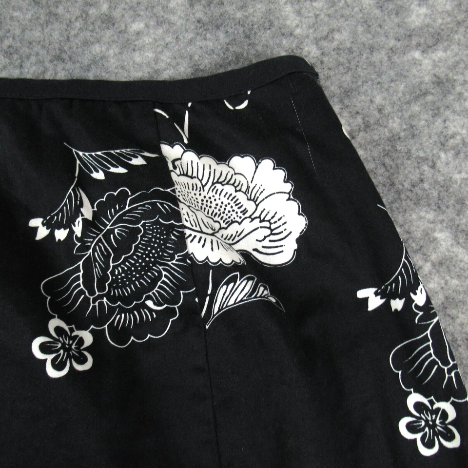 Falda de sangría para mujer 10 panel floral negro recto cremallera lateral hasta la rodilla elástica Foto 2 de 4