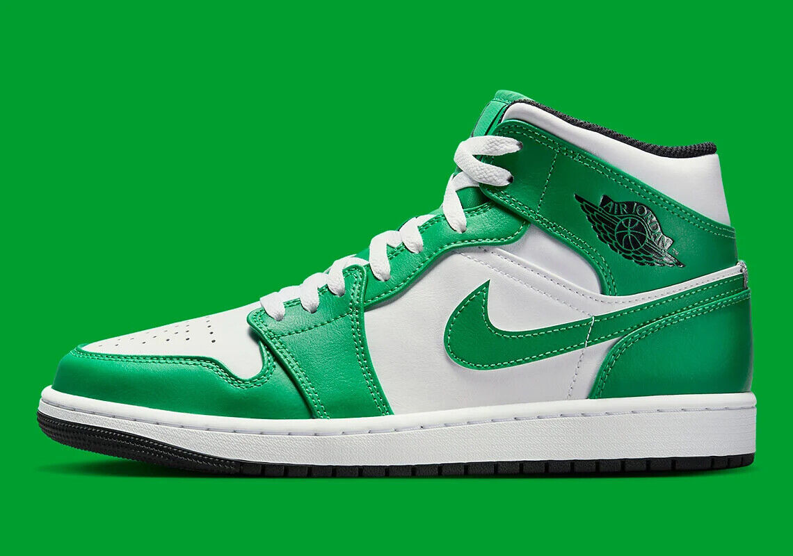 Nike Air Jordan 1 Mid Shoes Lucky Green White Black DQ8426-301 Men's Multi  Size