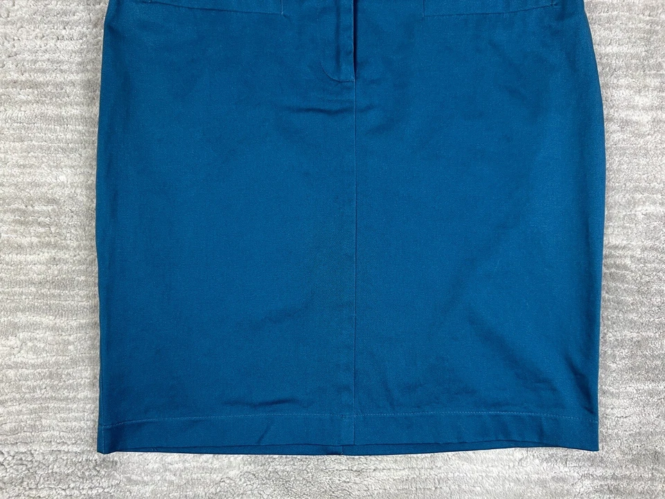 Love Tease Skirt Juniors 5 Blue Green Cotton Blend Lined Straight Knee Length - Image 3 of 4