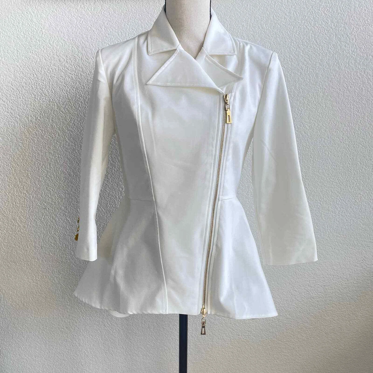 NWOT Venus White Peplum Coat Blazer eBay