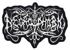 NECROPHOBIC WHITE LOGO shaped border EMBROIDERED PATCH
