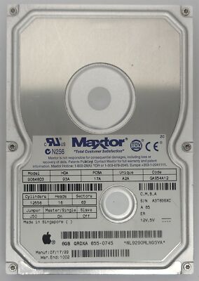 Maxtor Apple 90648D3 QRDXA HDD, 6.4 GB , IDE/ATA/ATAPI-4 - Tested w/pics