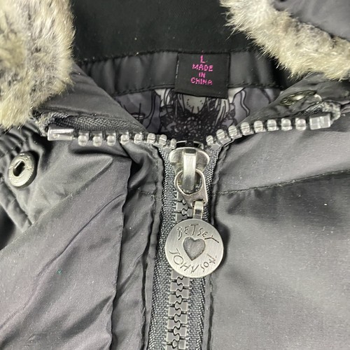 Betsey Johnson Jacket Women’s Large Puffer Down Hooded Faux Fur Full Zip Coat - Picture 5 of 16