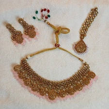 Indian Choker Necklace Set - Tikka, Choker & Earrings