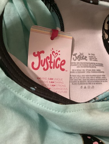 Justice Girls Top Tank Sports Bra Black Aqua Gymnast 3 Piece Set Size 10 - Picture 12 of 14