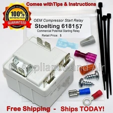 Stoelting Compressor Motor Start Relay 618157, Free Shipping - Ships TODAY!